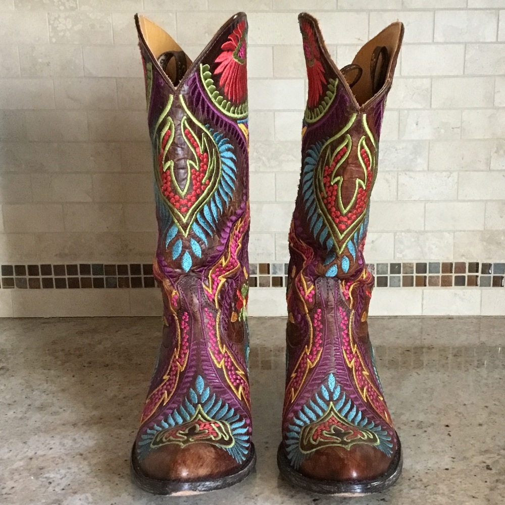 Old Gringo Tiegan Embroidered Western Cowboy Cowgirl Boots Vesuvio Brass - Picture 4 of 16